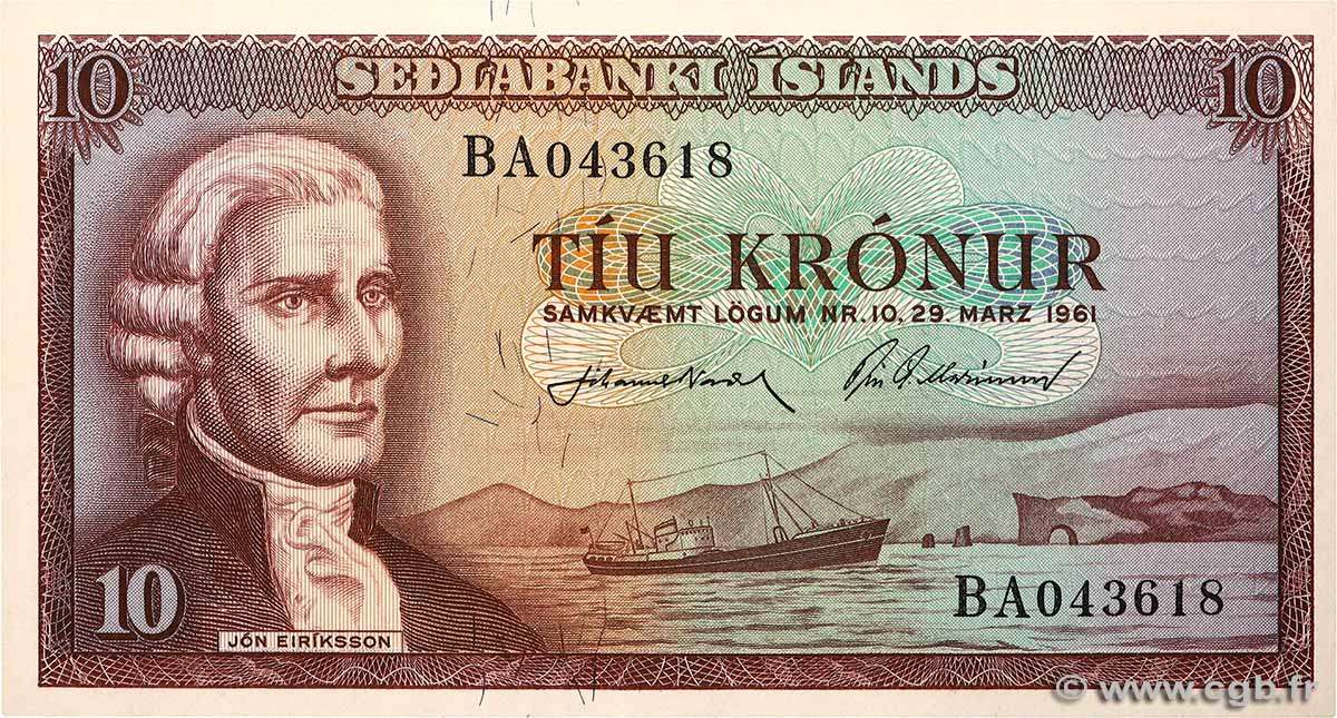 10 Kronur ISLANDE  1961 P.42 NEUF