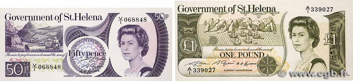 50 Pence et 1 Pound Lot ST. HELENA  1979 P.05a et  P.09a ST
