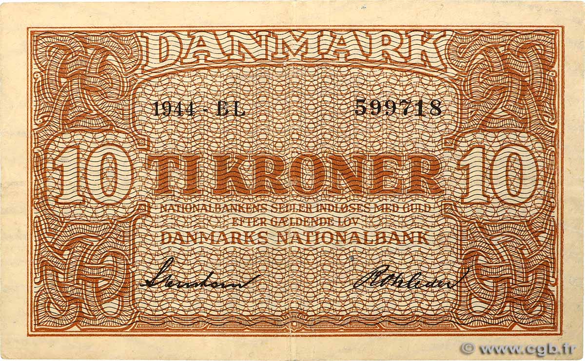 10 Kroner DANEMARK  1944 P.036a TTB