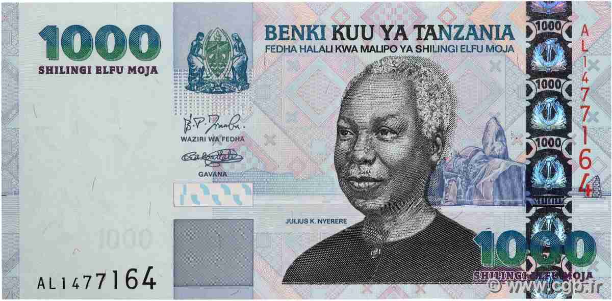 1000 Shilingi TANSANIA  2019 P.41 ST
