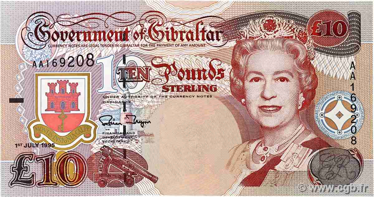 10 Pounds GIBRALTAR  1995 P.26a fST+
