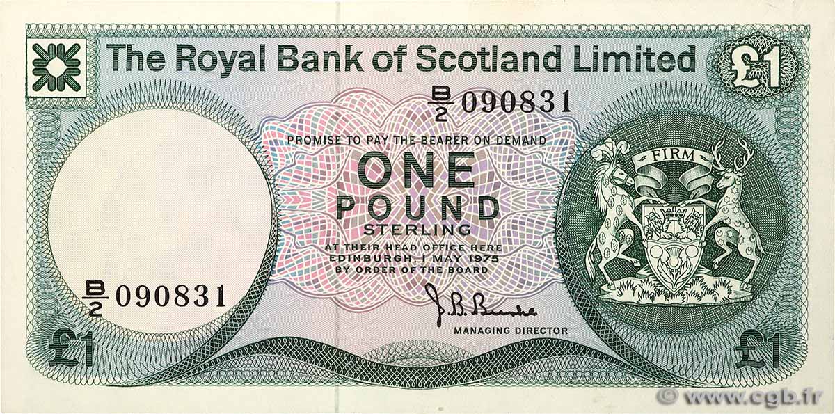 1 Pound SCOTLAND  1975 P.336a AU+