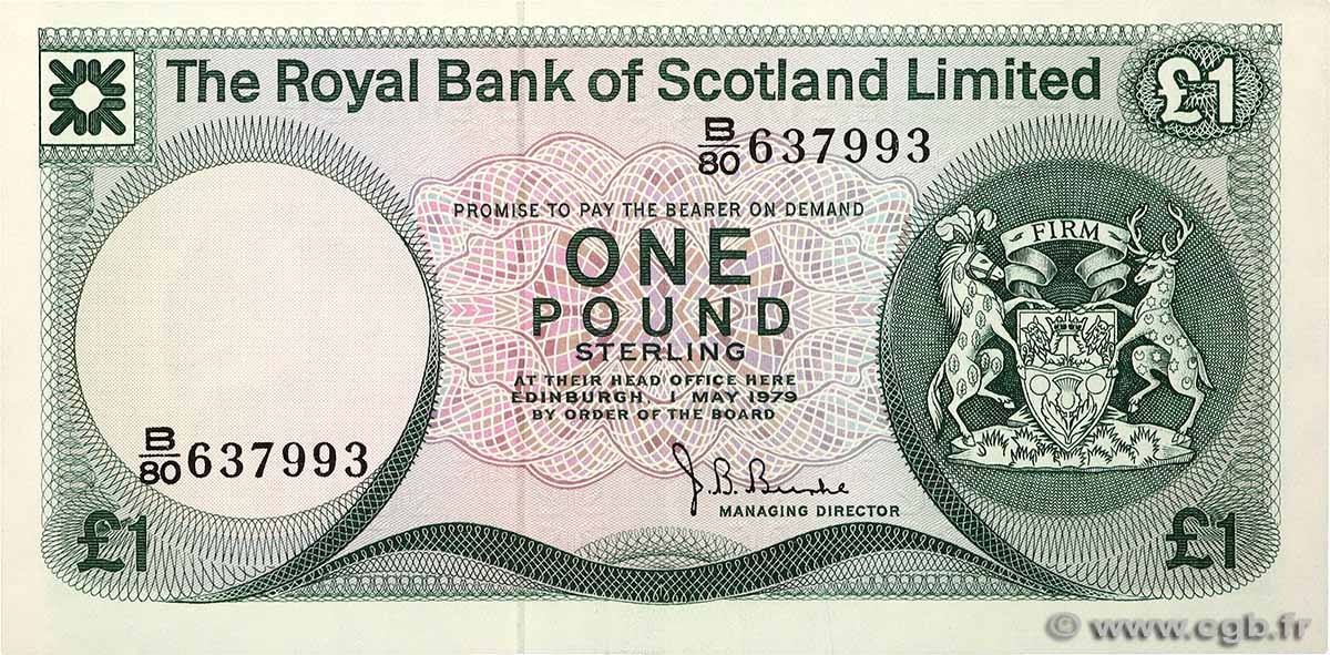 1 Pound SCOTLAND  1979 P.336a SPL+