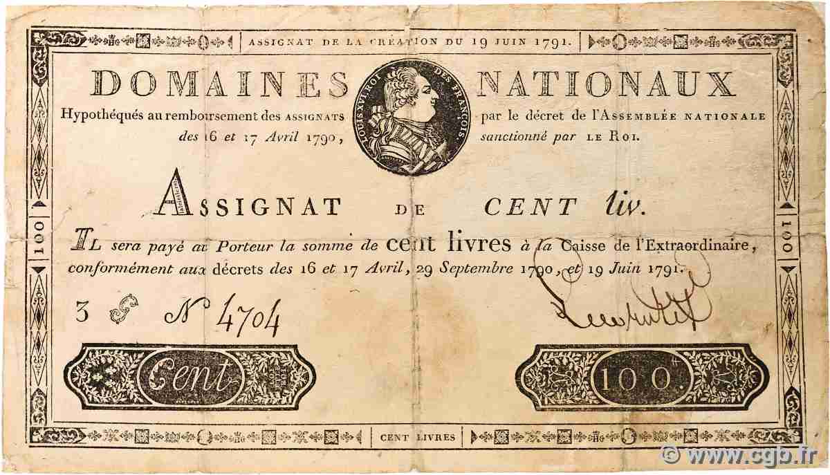 100 Livres FRANCE  1791 Ass.15a B