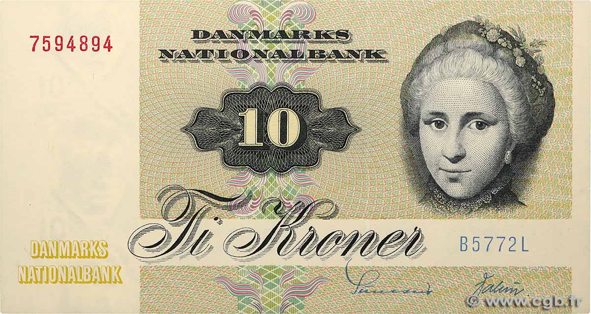 10 Kroner DENMARK  1977 P.048g UNC