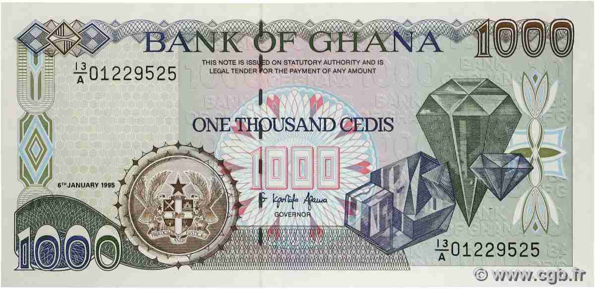 1000 Cedis GHANA  1995 P.29b pr.NEUF
