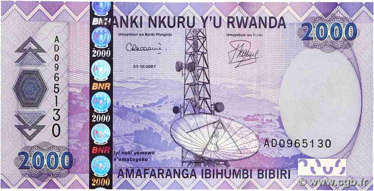 2000 Francs RWANDA  2007 P.36 NEUF