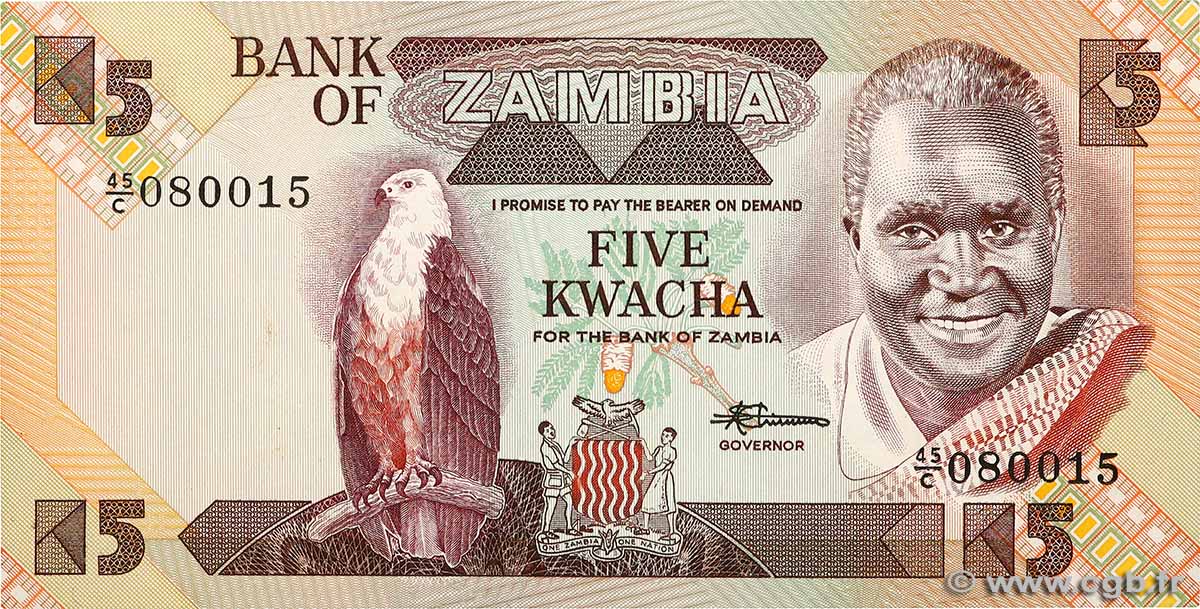 5 Kwacha ZAMBIE  1980 P.25d NEUF