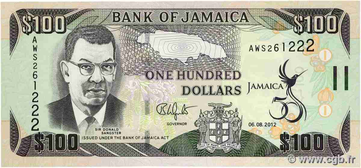 100 Dollars Commémoratif JAMAICA  2012 P.90 UNC