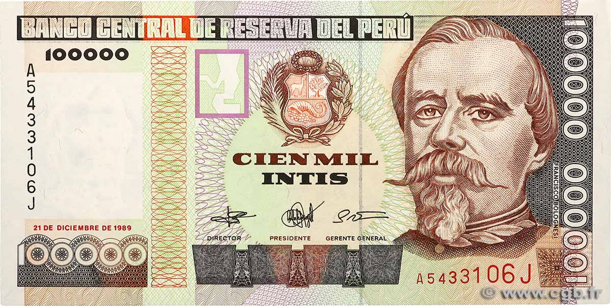 100000 Intis PÉROU  1989 P.145  pr.NEUF