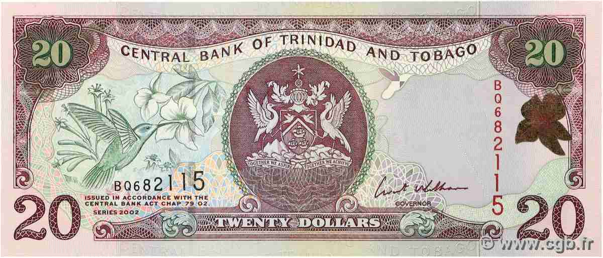 20 Dollars TRINIDAD UND TOBAGO  2002 P.44b ST