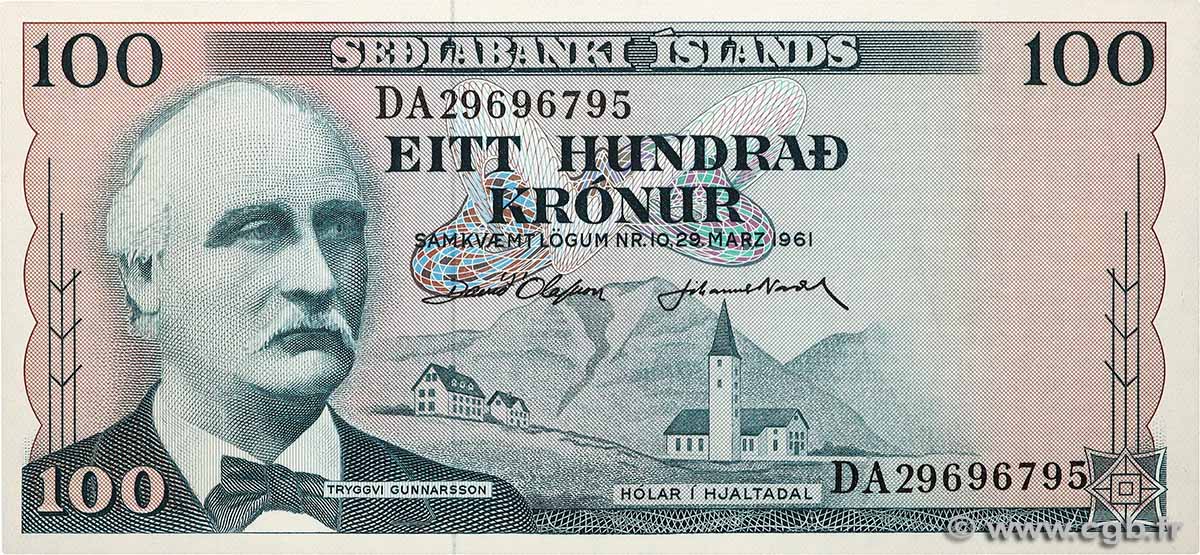 100 Kronur ISLANDA  1961 P.44a q.FDC