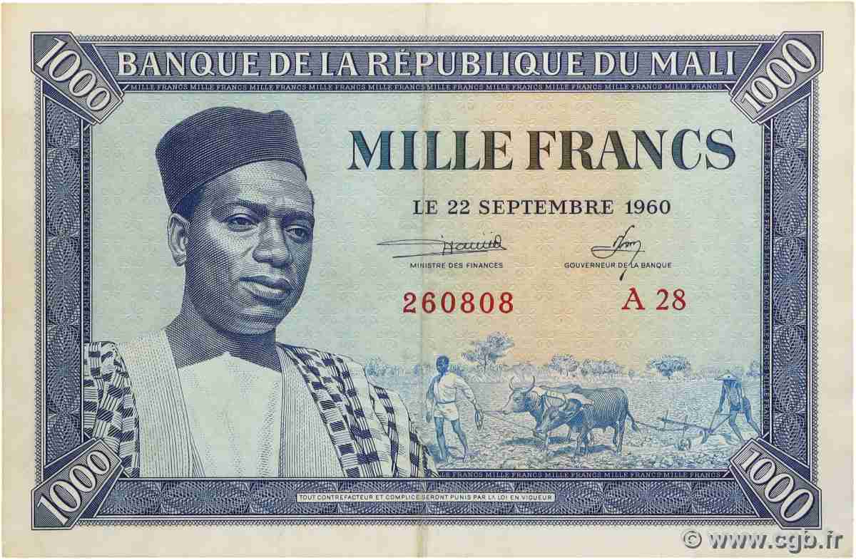 1000 Francs MALI  1960 P.04 TTB