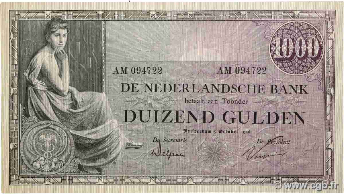 1000 Gulden NETHERLANDS  1926 P.048 XF-