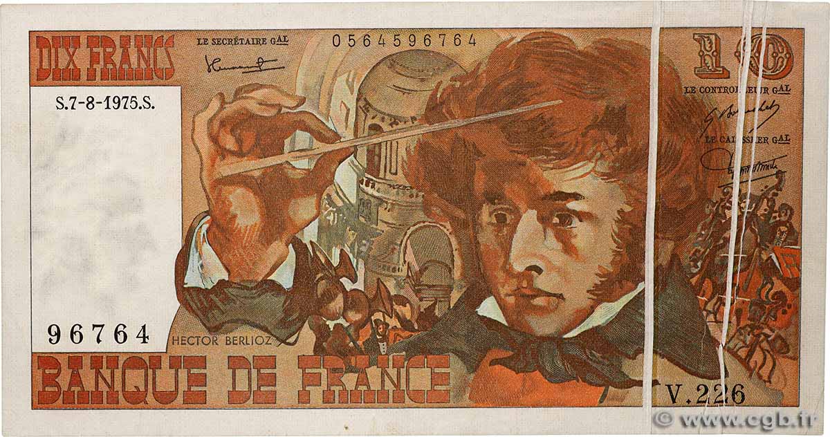 10 Francs BERLIOZ Fauté FRANKREICH  1975 F.63.12 VZ