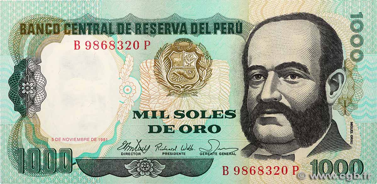 1000 Soles de Oro PÉROU  1981 P.122a pr.NEUF
