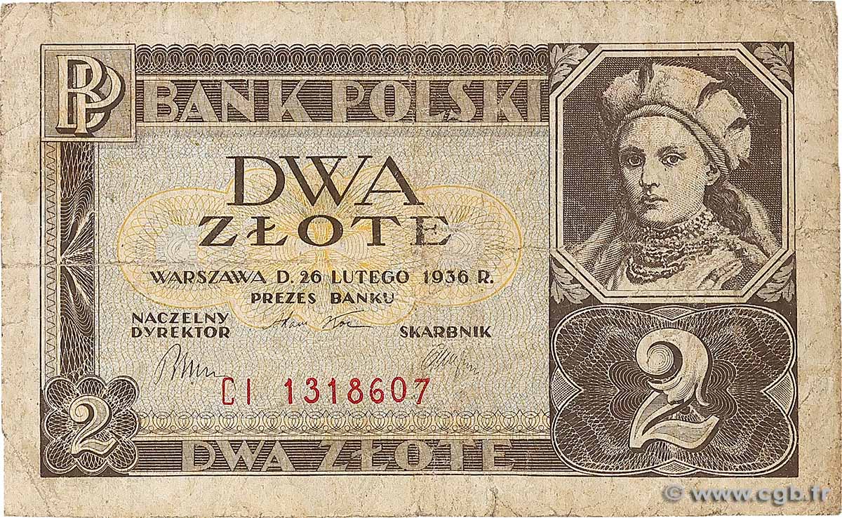 2 Zlote POLOGNE  1936 P.076 B+