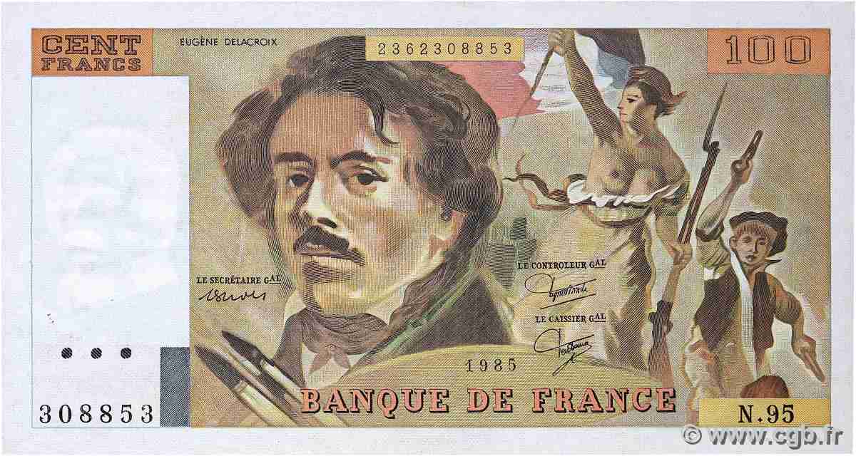 100 Francs DELACROIX modifié FRANKREICH  1985 F.69.09 fVZ