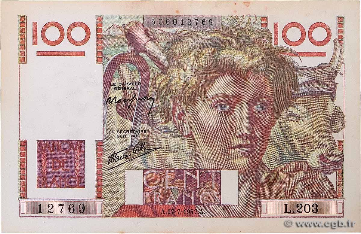 100 Francs JEUNE PAYSAN Favre-Gilly FRANCIA  1947 F.28ter.01 AU