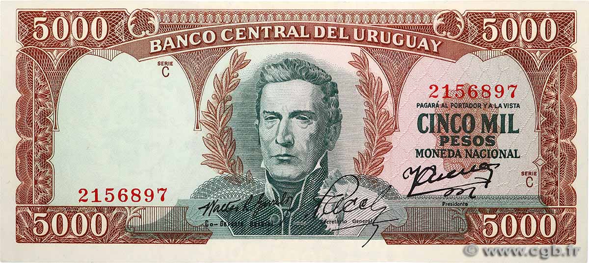 5000 Pesos URUGUAY  1967 P.050b FDC