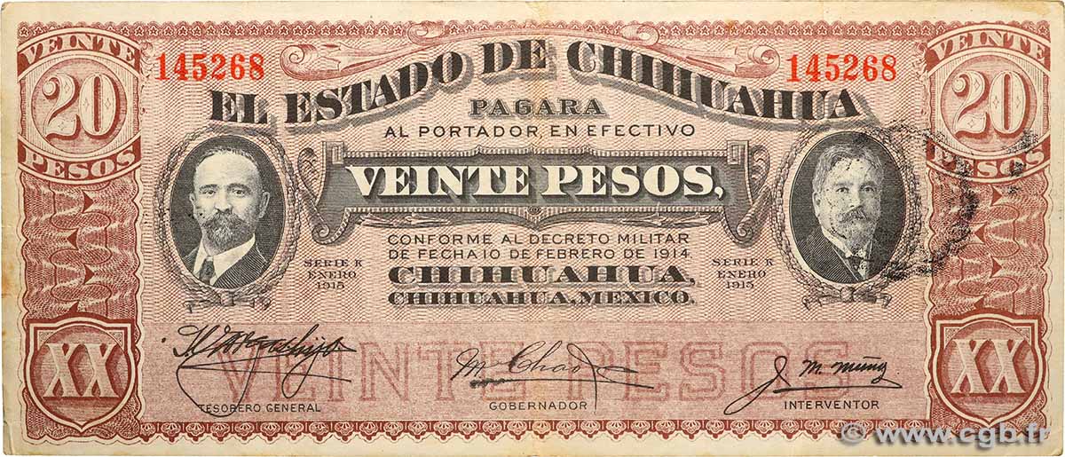 20 Pesos MEXICO  1914 PS.0536b MBC