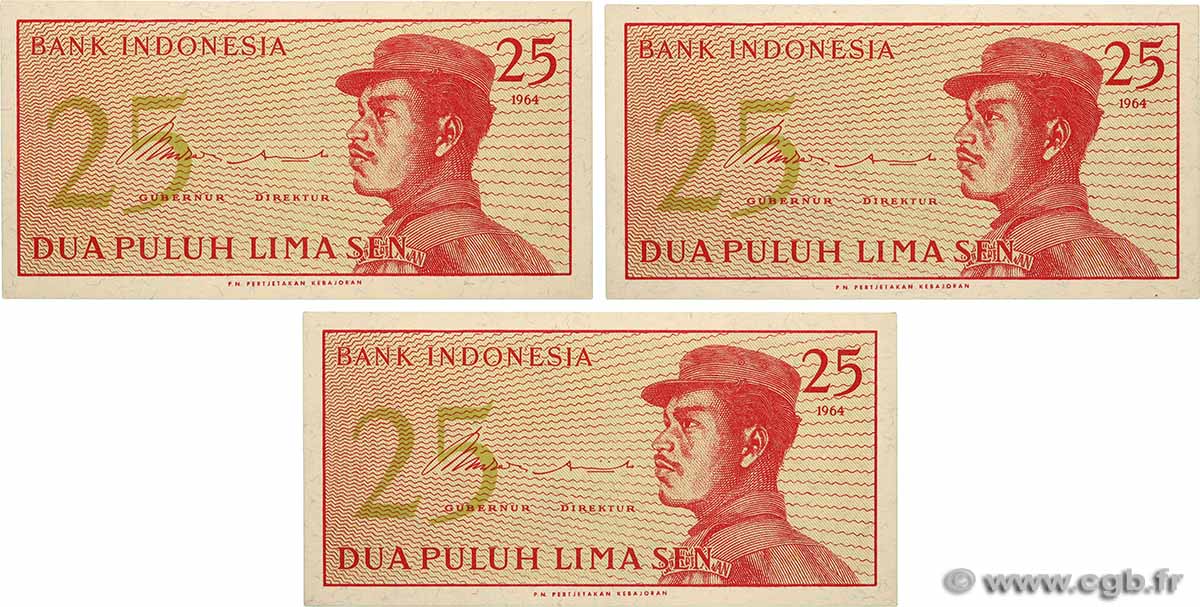 25 Sen Lot INDONESIA  1964 P.093a UNC