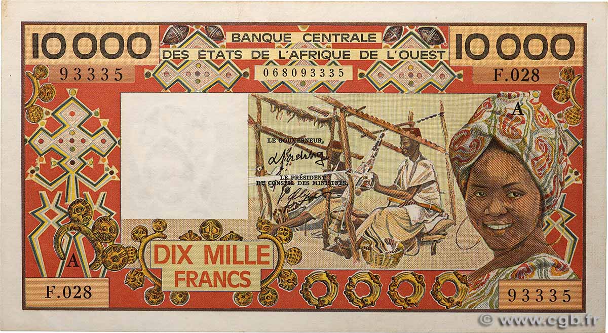 10000 Francs ÉTATS DE L&nbsp;AFRIQUE DE L&nbsp;OUEST  1986 p.109Ah SPL
