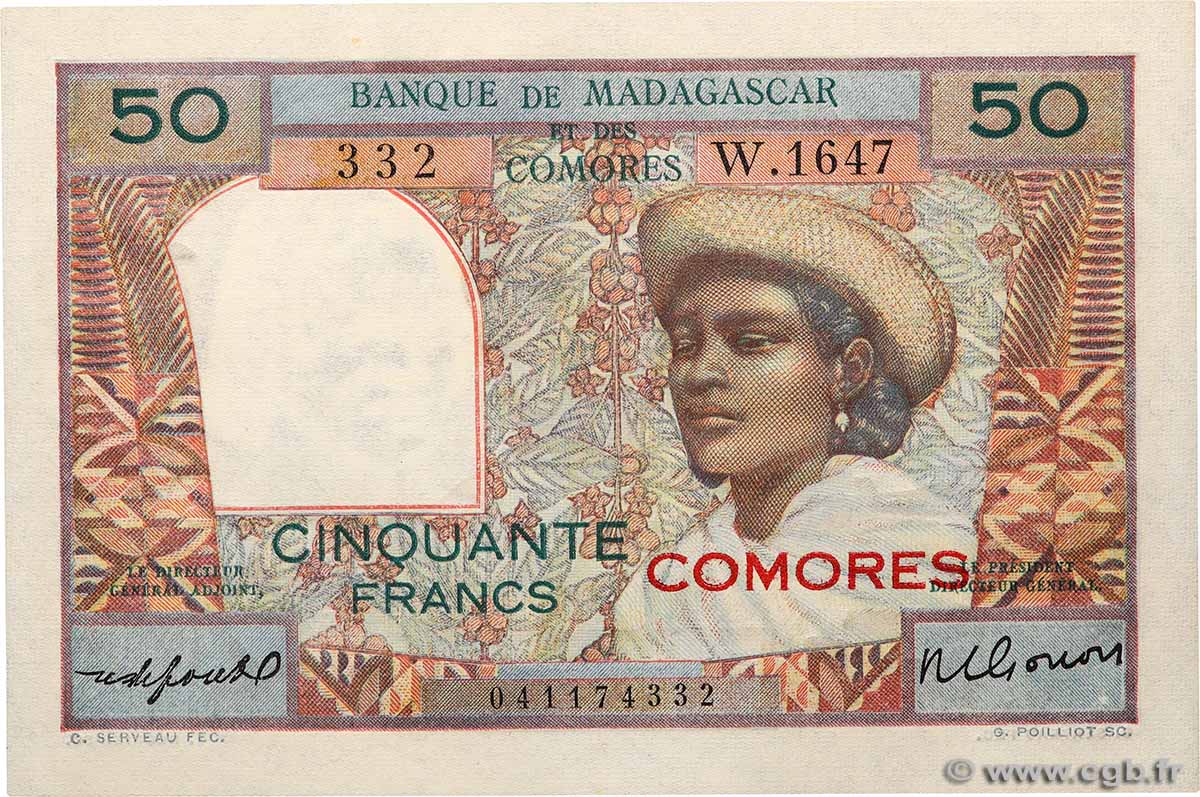 50 Francs COMORAS  1963 P.02b1 SC+