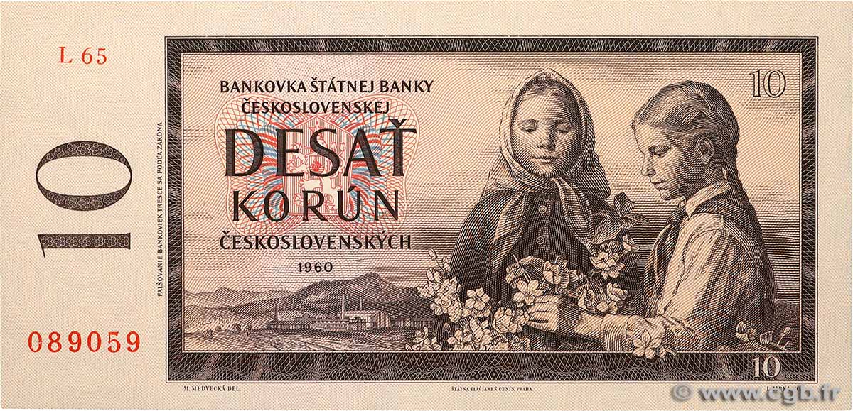 10 Korun TSCHECHOSLOWAKEI  1960 P.088e ST