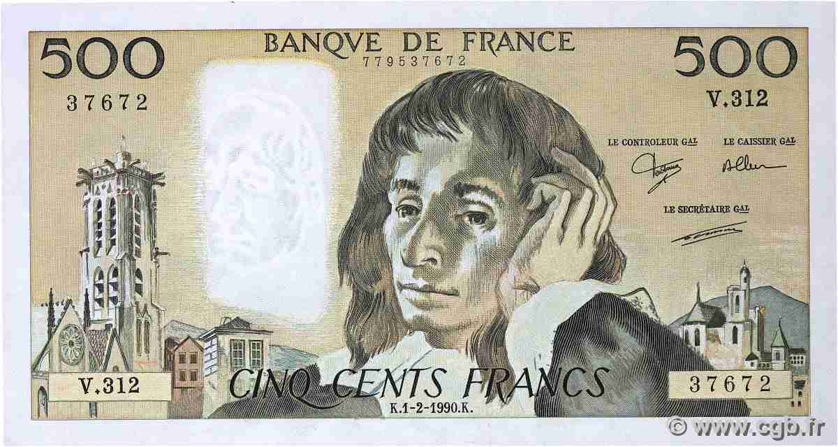 500 Francs PASCAL FRANKREICH  1990 F.71.43 VZ+