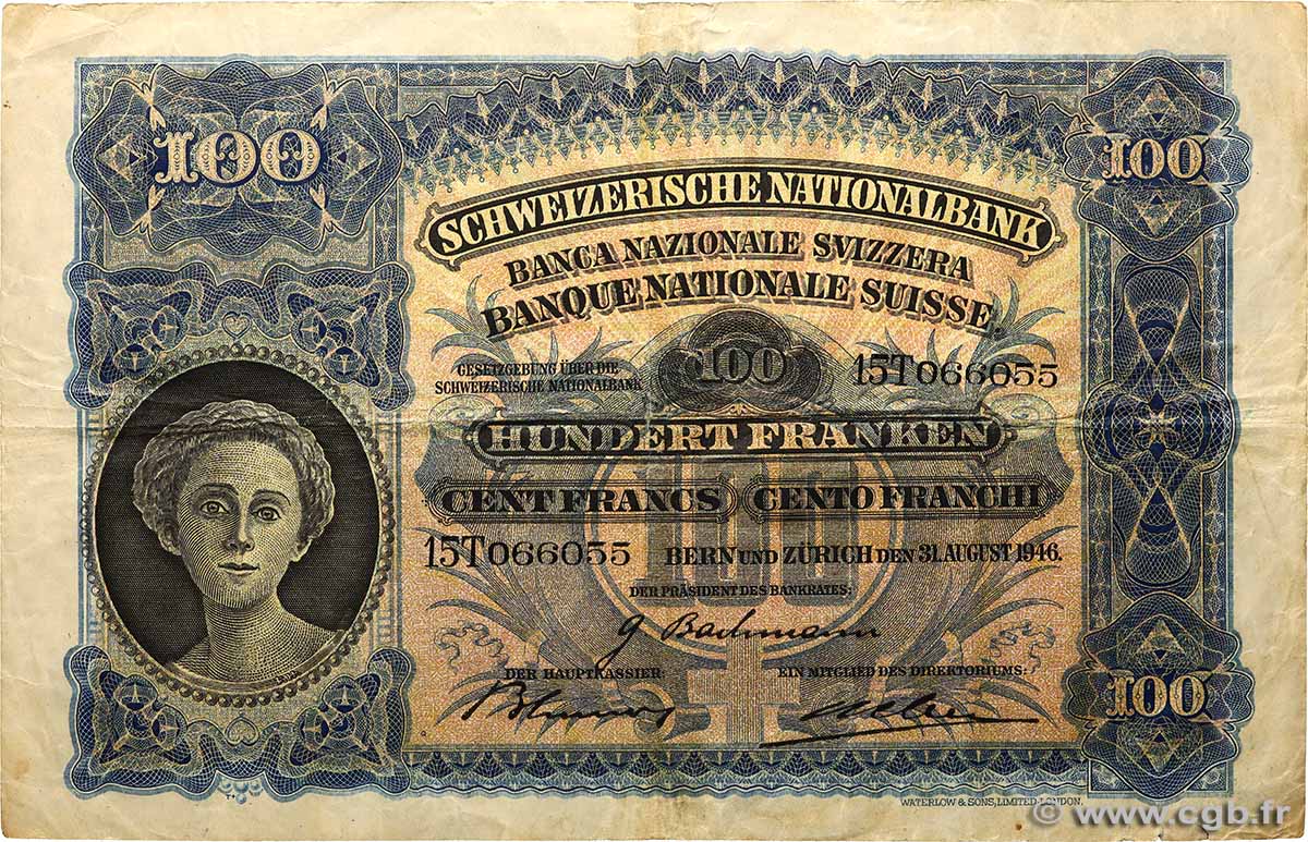 100 Francs SUISSE  1946 P.35t fSS