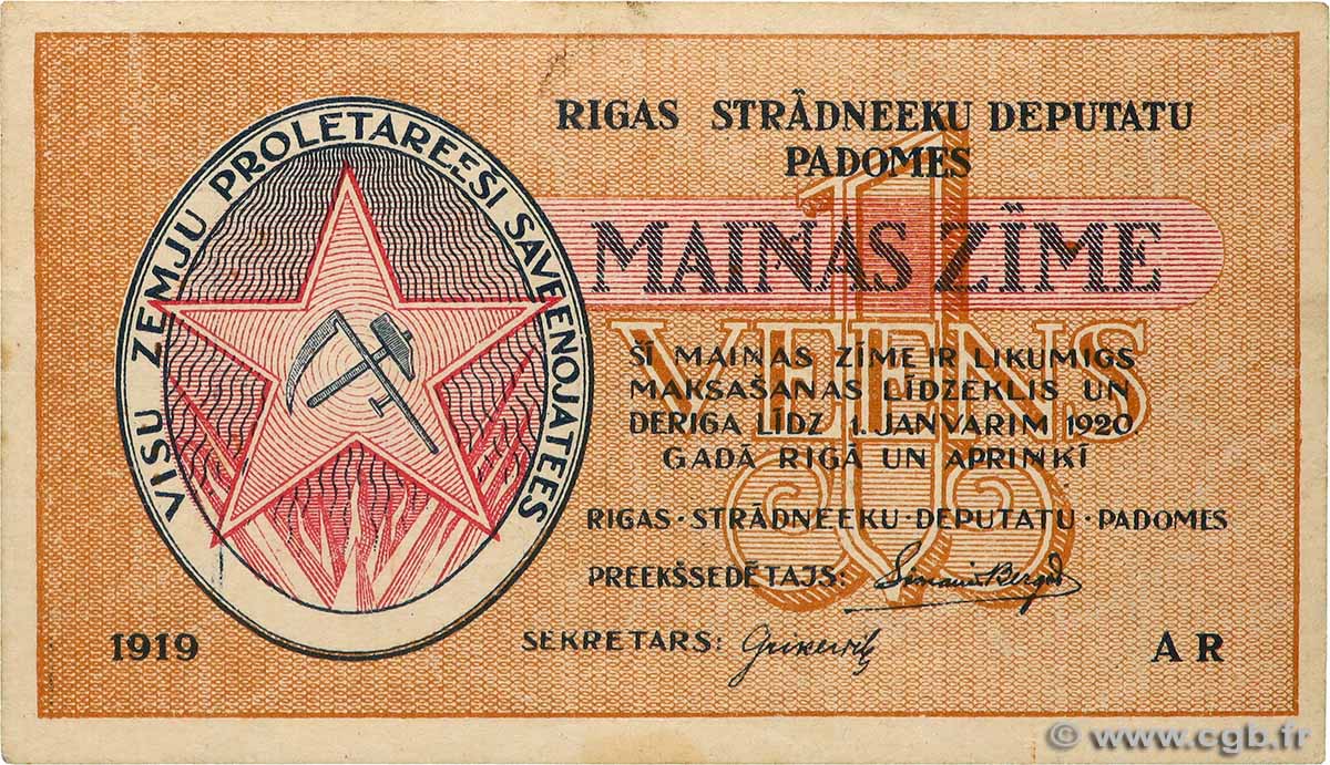 1 Rublis LETTONIE Riga 1919 P.R1 SUP