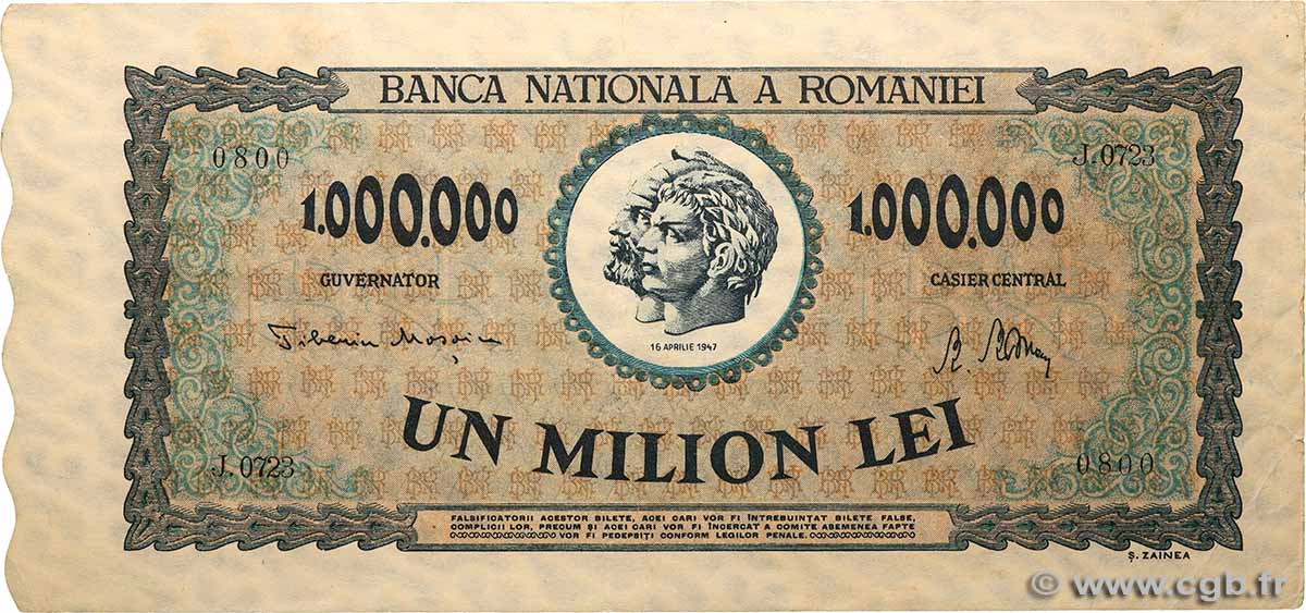 1000000 Lei ROUMANIE  1947 P.060a TTB+