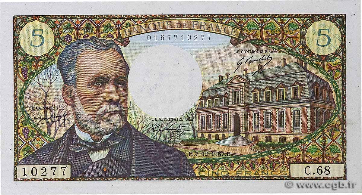 5 Francs PASTEUR FRANKREICH  1967 F.61.06 fVZ