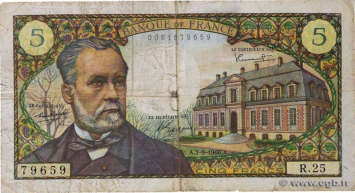 5 Francs PASTEUR FRANKREICH  1966 F.61.03 SGE