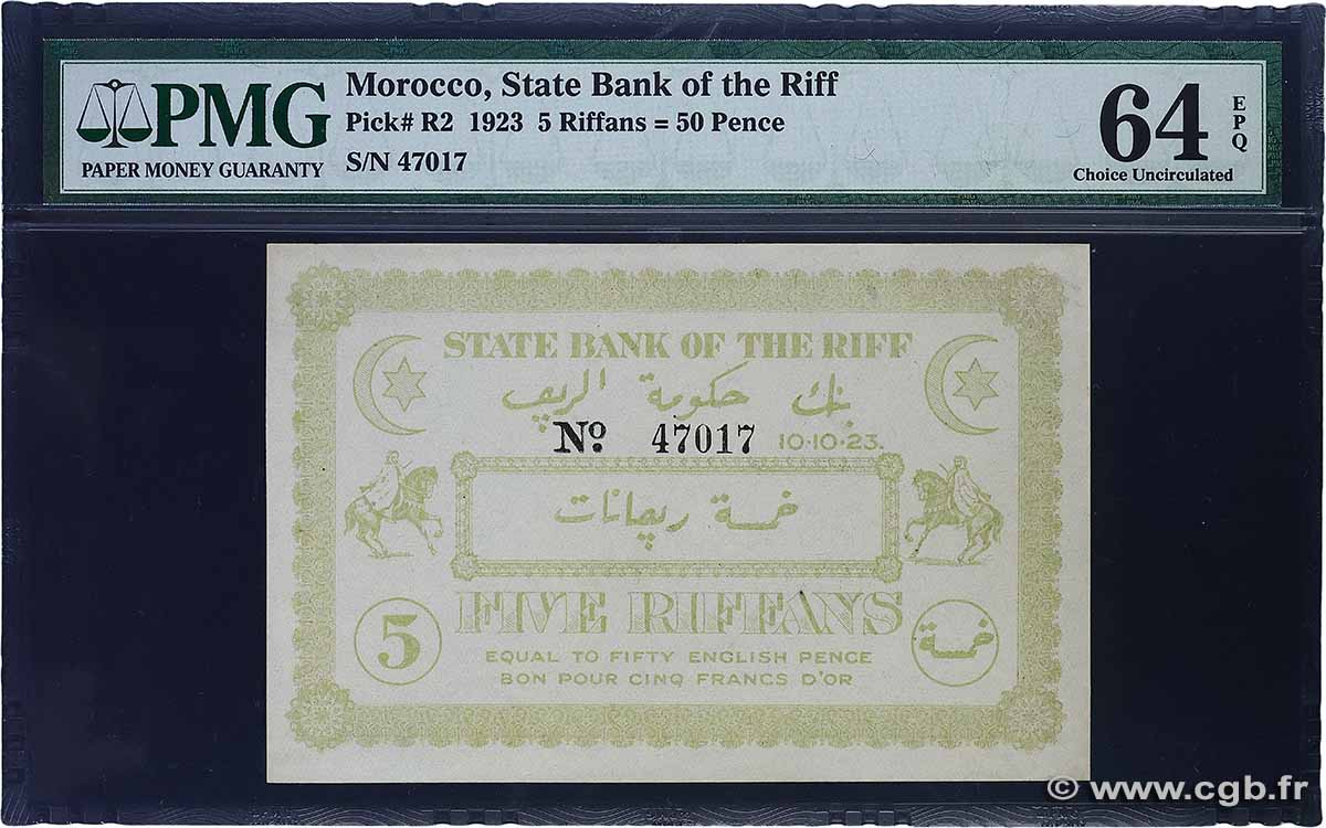 5 Riffans MOROCCO  1923 P.R2 UNC-