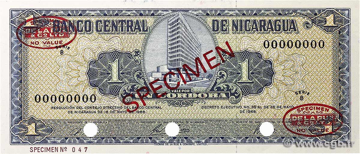 1 Cordoba Spécimen NICARAGUA  1968 P.115as NEUF