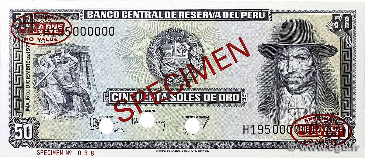 50 Soles de Oro Spécimen PÉROU  1977 P.113s pr.NEUF