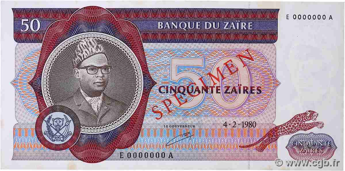 50 Zaïres Spécimen ZAÏRE  1980 P.25s pr.SUP