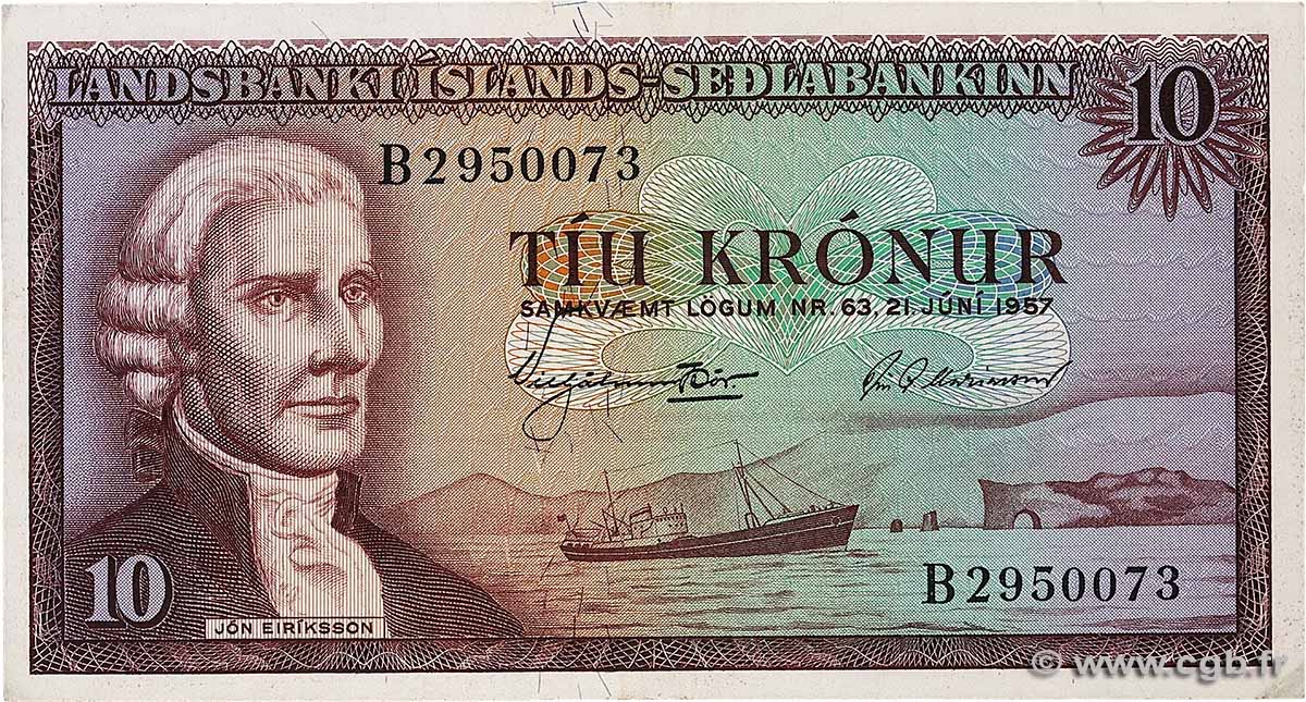 10 Kronur ISLANDE  1957 P.38a SUP