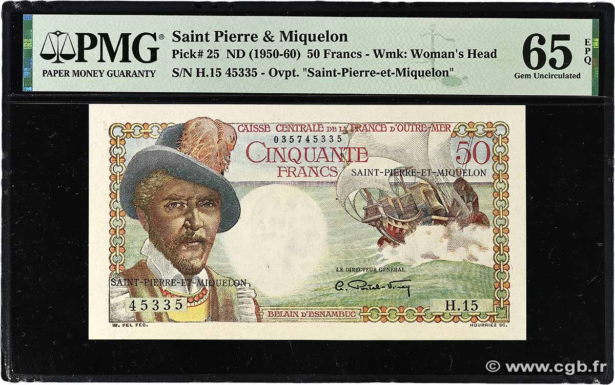 50 Francs Belain d&nbsp;Esnambuc SAINT PIERRE ET MIQUELON  1946 P.25 NEUF
