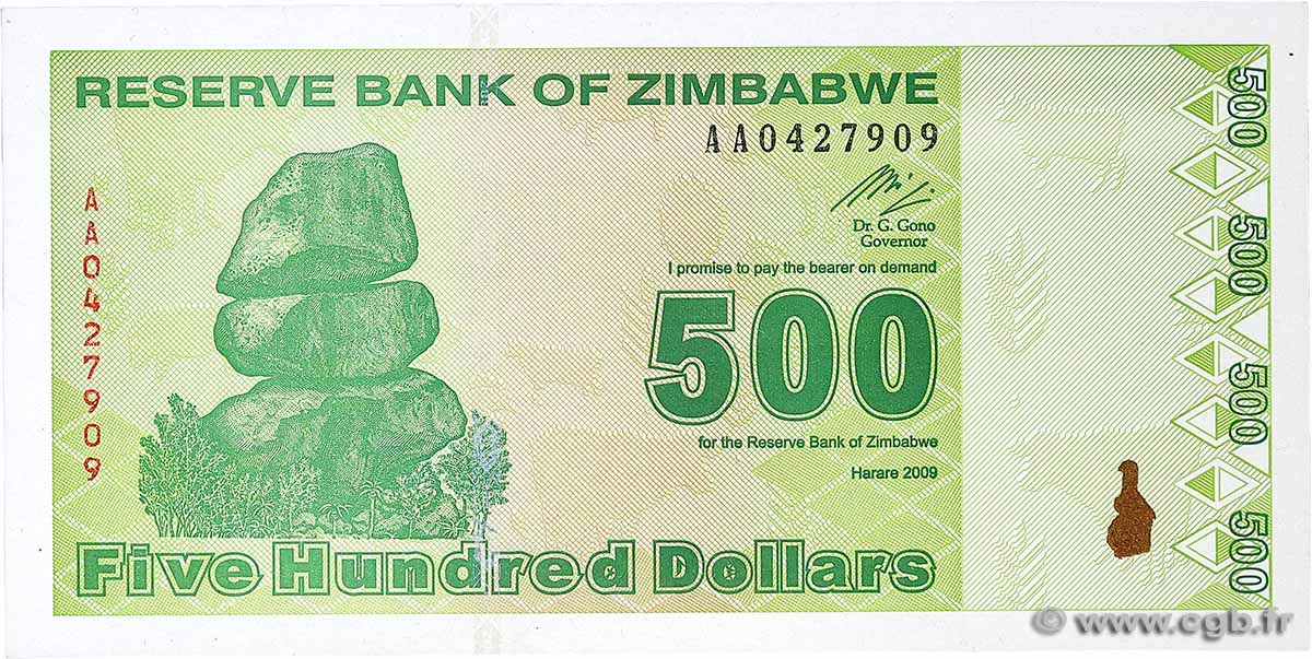 500 Dollars ZIMBABWE  2009 P.98 NEUF