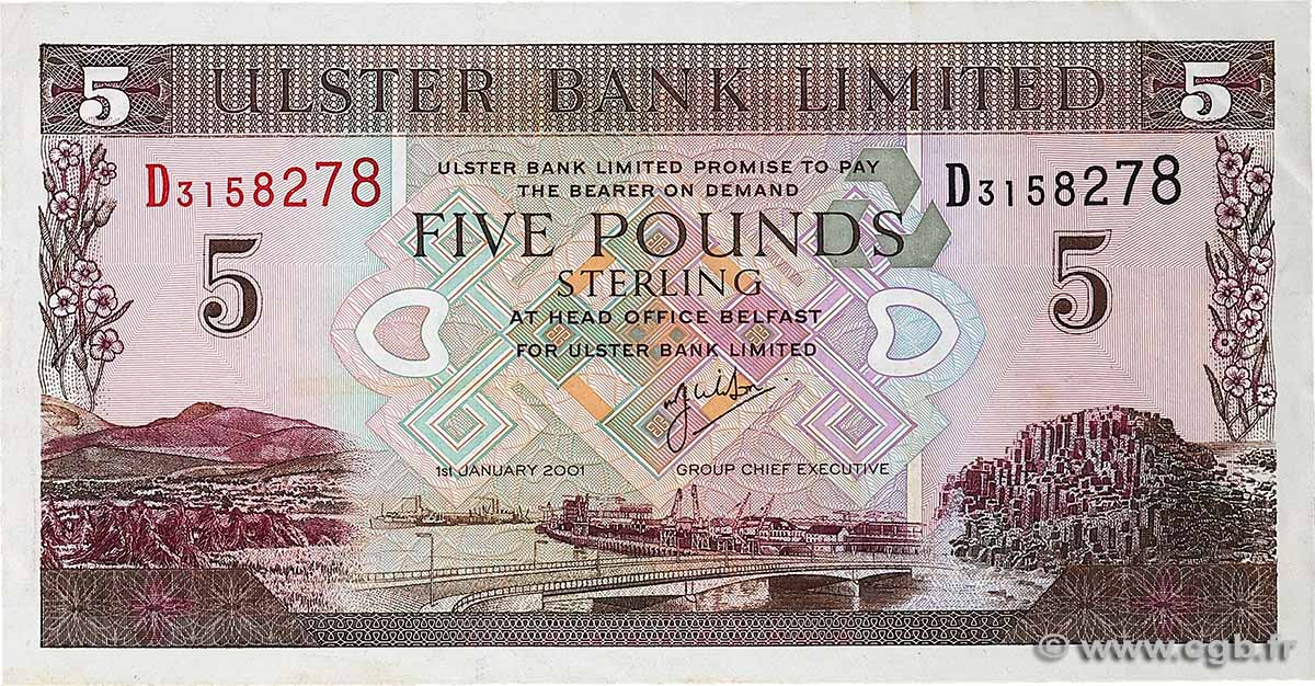 5 Pounds IRLANDE DU NORD  2001 P.335c TTB+