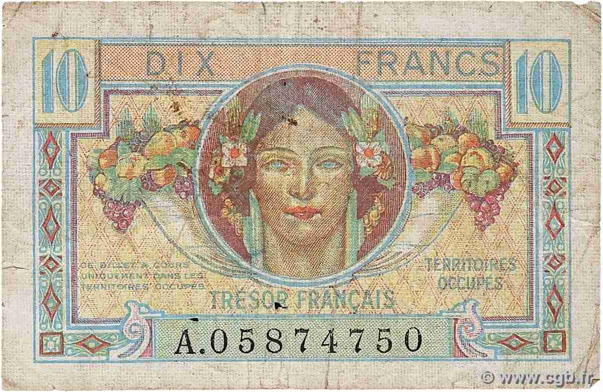 10 Francs TRÉSOR FRANÇAIS FRANKREICH  1947 VF.30.01 S