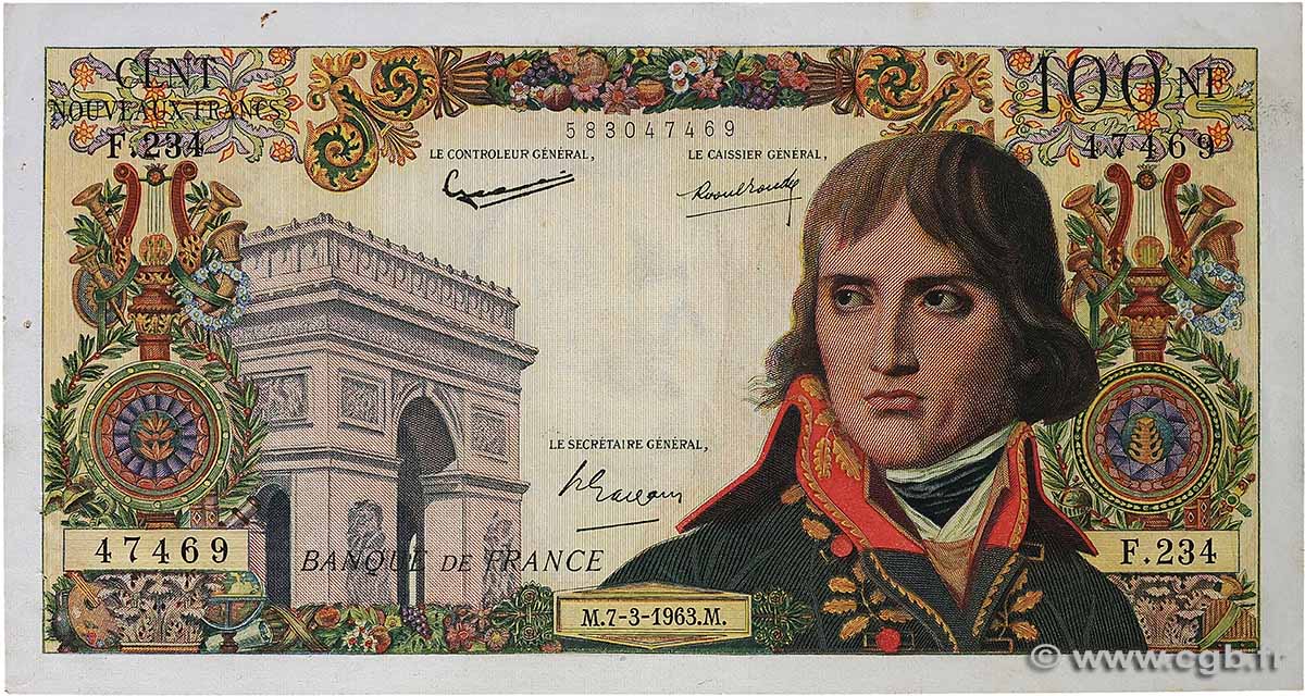 100 Nouveaux Francs BONAPARTE FRANKREICH  1963 F.59.20 fVZ