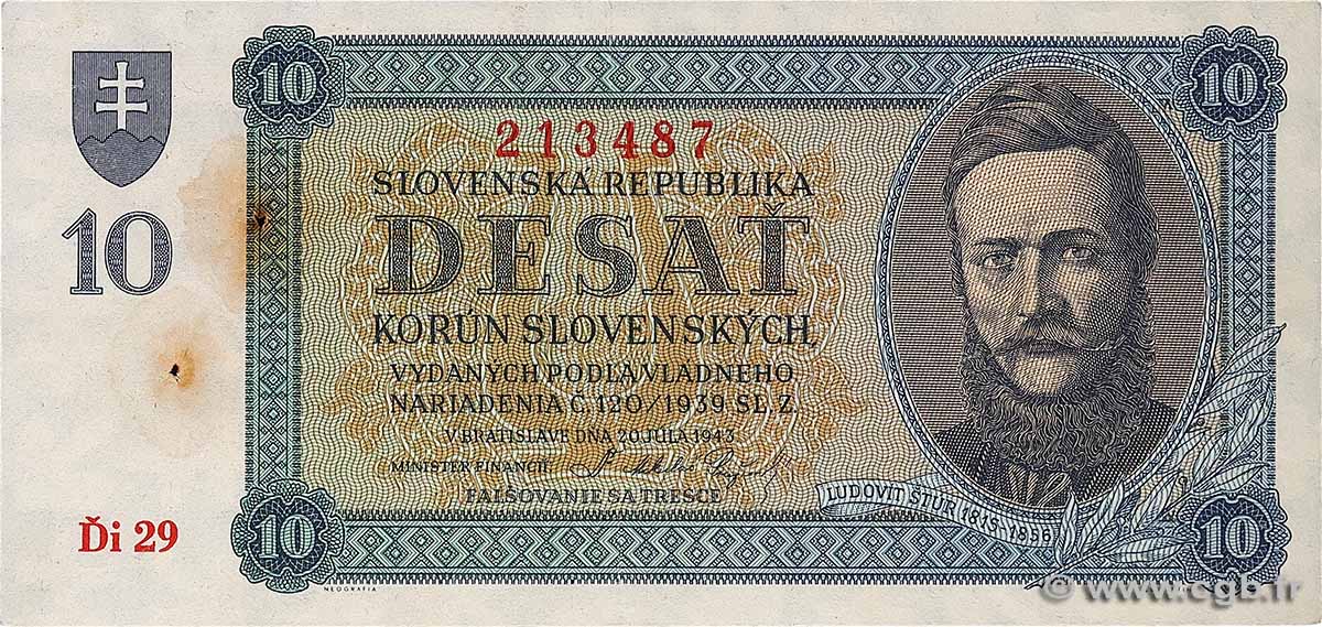 10 Korun SLOVAQUIE  1943 P.06a TTB+