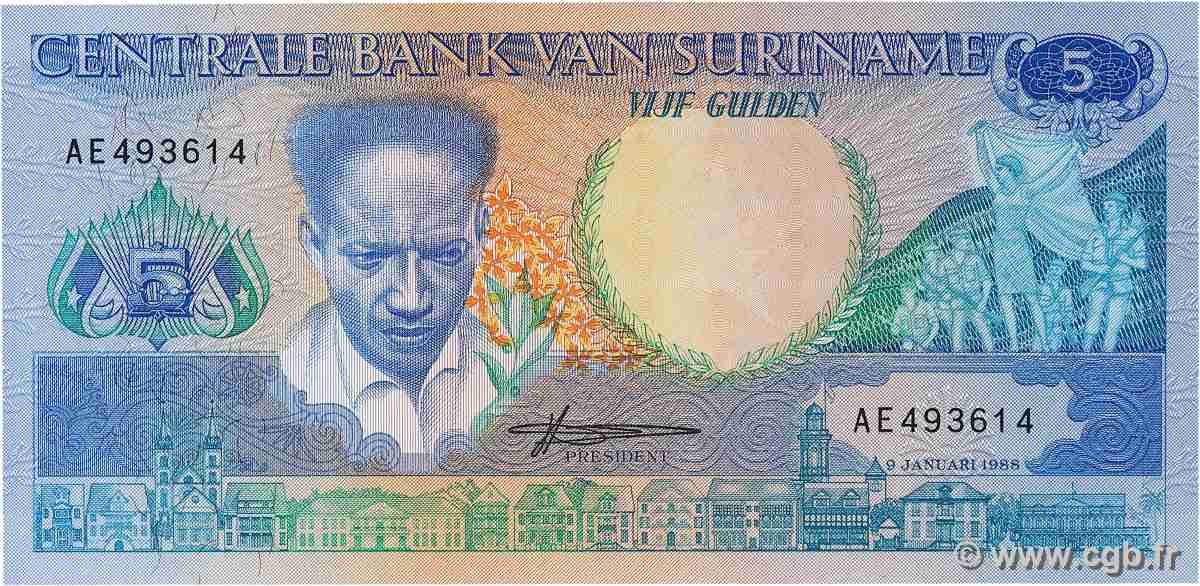 5 Gulden SURINAM  1988 P.130b fST+