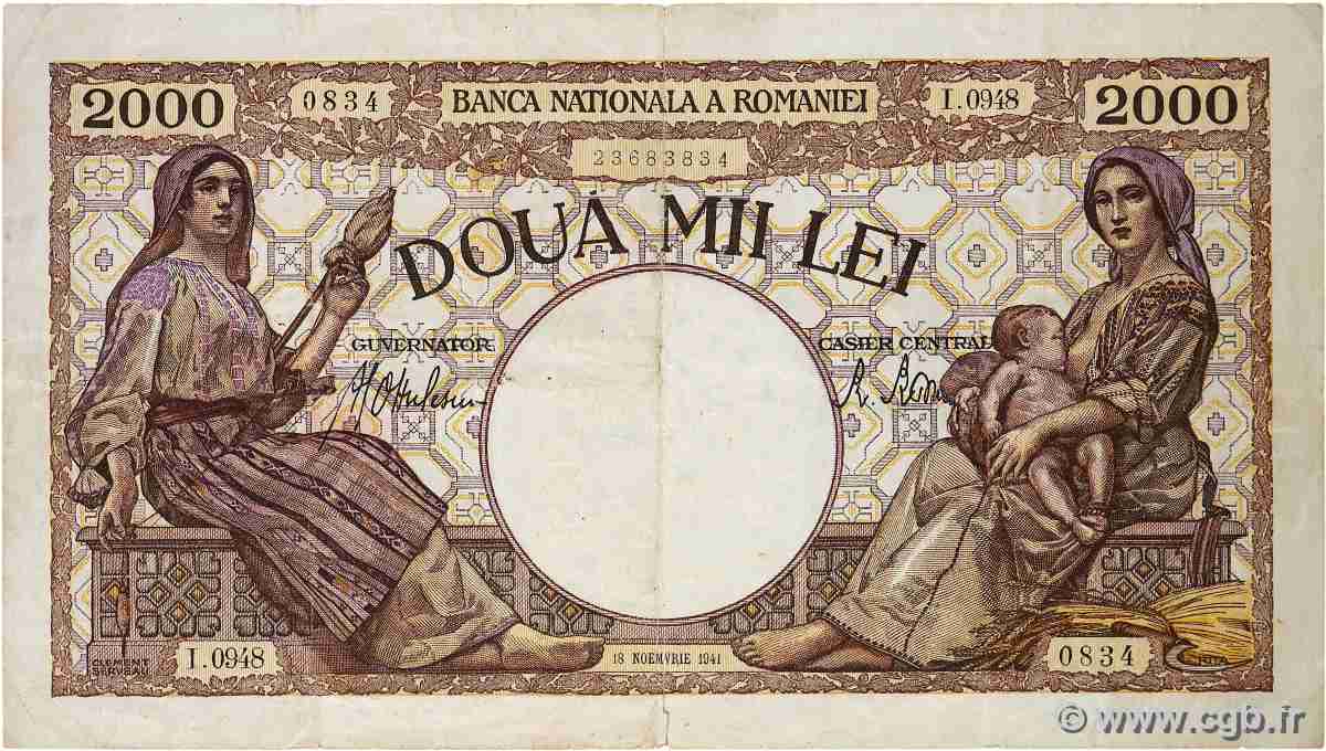 2000 Lei ROUMANIE  1941 P.053a TB+