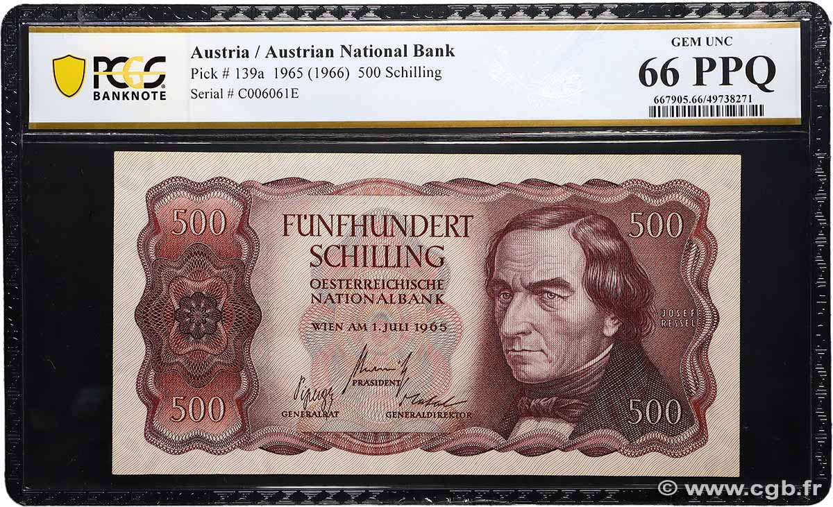 500 Schilling AUSTRIA  1965 P.139a FDC