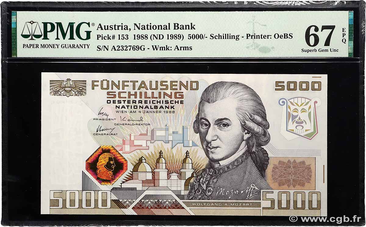 5000 Schilling AUTRICHE  1988 P.153 NEUF